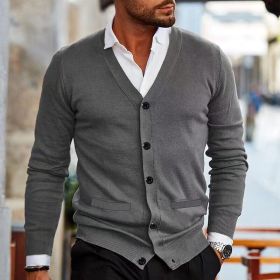 Men's Clothing Sweater Coat Autumn And Winter (Option: Dark Gray-L)