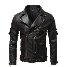 Men's Multi-pocket Personality Fur Coat Coat (Option: Black-L)