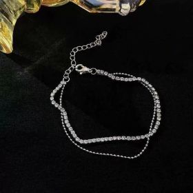 Simple Strass Cup Chain Handanklet Personality Multi-layer Bead Necklace (Option: Two Silver)