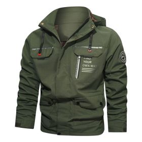 Men's Outdoor Casual Shell Jacket Sports Hooded Fleece Jacket Coat (Option: Green-M)