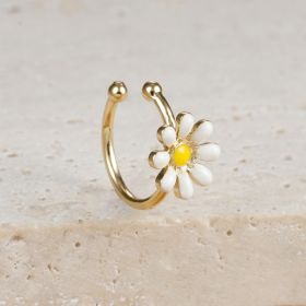 Simple Zircon Six-leaf Flower Pendant Earrings For Women (Option: E1684 Gold 1PCs)