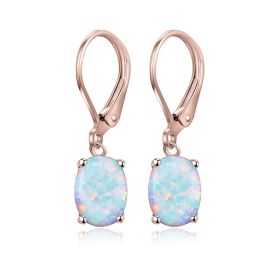 Four-claw Oval Opal Earrings European And American Ornament (Option: Rose Gold)