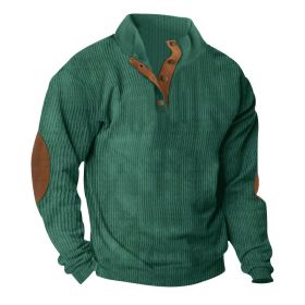 Corduroy Casual Stand Collar Long-sleeved Sweater (Option: Fruit Green-L)