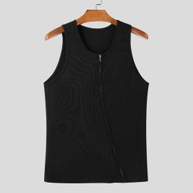 Men's Ribbed Full-Zip Pure Vest (Option: Black-M)