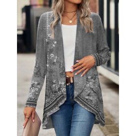 Shawl Small Suit Cardigan Outer Wear Ethnic Style (Option: Gray-M)