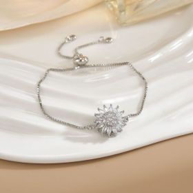 Simple Rotatable Flower Color-preserving Pure Copper Gold-plated Bracelet (Option: Rotating Bracelet 40)