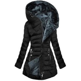 Slim-fit Cotton-padded Jacket Coat Hooded (Option: Black-S)