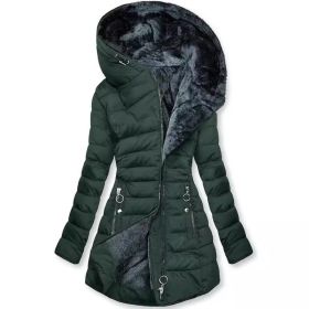 Slim-fit Cotton-padded Jacket Coat Hooded (Option: Dark Green-S)