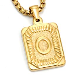 European And American Fashion Men's All-stainless Steel Letter Pendant Gold-plated 18K Titanium Steel Letter Necklace (Option: Gold-O)