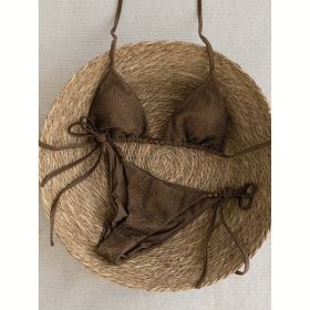 Women's Solid Color Sexy Bikini Set (Option: Brown-M)