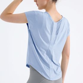 Womens Quick-Dry Sports T-Shirt Yoga Apparel (Option: TX06 Pure Blue-M)
