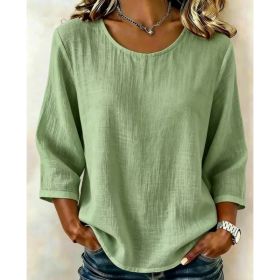 Womens Casual Solid-Color Crew-Neck T-Shirt (Option: Green-M)