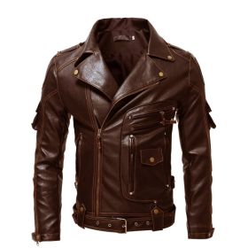 Men's Multi-pocket Personality Fur Coat Coat (Option: Add Brown-L)