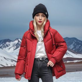 Winter Down Cotton Jacket Korean Loose Thick (Option: Red-L)