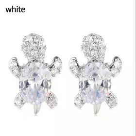 Cute Little Animal Niche Design Earrings Jewelry Stud Earrings (Option: white)