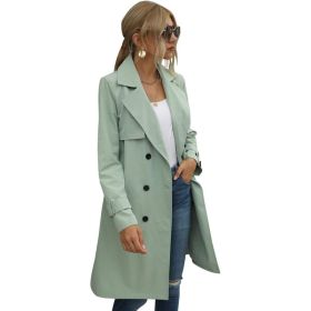 European And American Autumn Women's Double Breasted Fashion Casual Trench Coat (Option: Green-M)