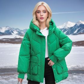 Winter Down Cotton Jacket Korean Loose Thick (Option: Green-L)