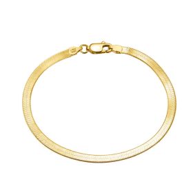 S925 Sterling Silver Bracelet Flat Snake Bone (Option: 18K Gold 3mm165mm-925 Silver)