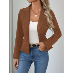 High-end Solid-color Womens Blazer (Option: Dark Brown-S)