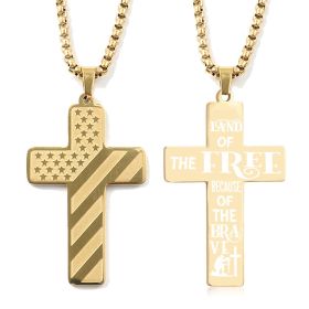 Cross Flag Necklace Hip Hop Titanium Steel (Option: Style 5 Gold)