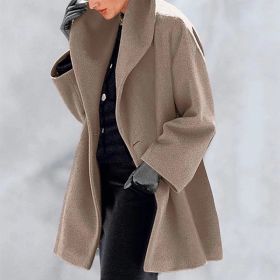 Women's Trendy Clothes Multi-color Round Neck Loose Sweater Woolen Coat Solid Casual Coat For Autumn And Winter (Option: Camel-M)