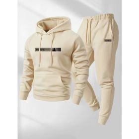 Women's Loose-fit Hoodie Jacket With Long Sleeves And Matching Pants (Option: Apricot 11-M)