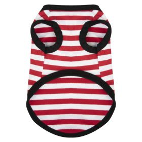 Summer Thin Cotton Striped Vest Dog Clothes (Option: Red Cotton Stripes-L)