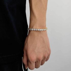 Tennis Chain Zircon Bracelet Fashion Brand Hip Hop (Option: Golden Width 6mm-Bracelet 9 Inches)