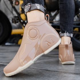 Motorcycle Rain Boots Men's Summer Youth Outdoor Non-slip Wading Shoes Fashion Low Top Flat Work Shoes Rubber Shoes (Option: Khaki-43)