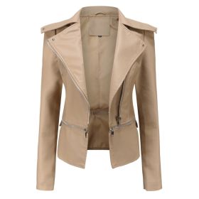 Motorcycle Leather Jacket (Option: Apricot-4XL)