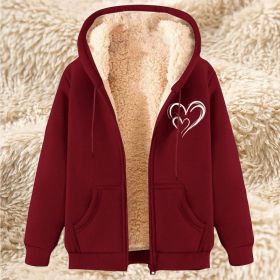 Sweater Men's Fleece-lined Thickened Men's Winter Lambskin (Option: 17 Wine Red-4XL)