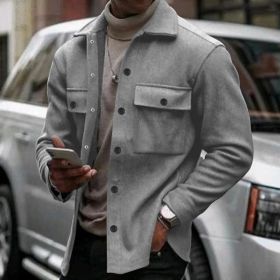 Men's Casual And Fashionable Slim Fit Jacket (Option: Light Gray-XXXL)