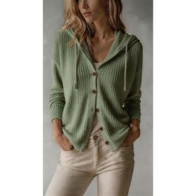 Hooded Knitted Cardigan Womens Loose-Fit Coat (Option: Army Green-3XL)