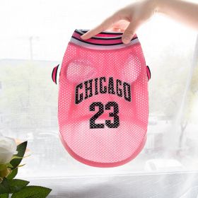 Pet Clothes Basketball Vest Large Mesh Summer Dog Clothes (Option: Basketball Wear No 23 Pink-4XL)