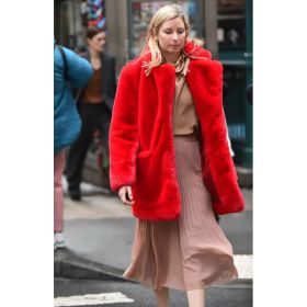 Warm Temperament Leisure Baggy Coat (Option: Pure Red-XXXL)
