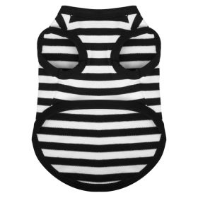 Summer Thin Cotton Striped Vest Dog Clothes (Option: Black And White Cotton Stripes-L)