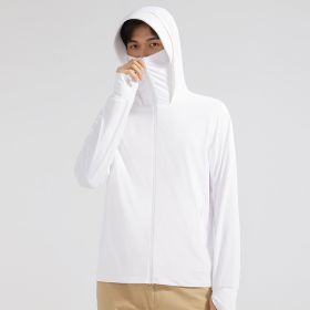 Ice Silk Big Brim Detachable Face Cover Ultraviolet-proof Sun-protective Clothing (Option: Men's Jade White-XL)
