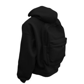 Backpack Men's Loose Sports And Leisure Hooded Zipper Sweatshirt (Option: Black-XL)