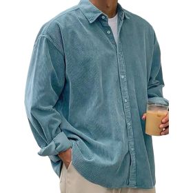 Casual Loose Men's Autumn And Winter Thick Shirt Jacket (Option: Blue-5XL)