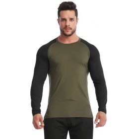 Fitness Clothes Men's High Elastic Breathability PRO Quick-drying (Option: Army Green Black-XL-1pcs)