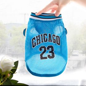 Pet Clothes Basketball Vest Large Mesh Summer Dog Clothes (Option: Basketball Wear No 23 Blue-5XL)