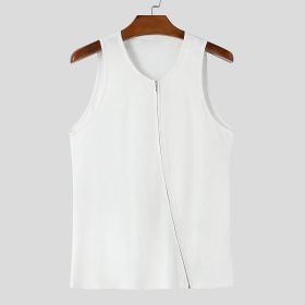 Men's Ribbed Full-Zip Pure Vest (Option: White-M)
