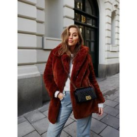 Warm Temperament Leisure Baggy Coat (Option: Wine Red-XL)