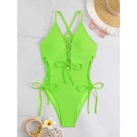 European And American Sexy Backless Siamese Bikini Swimsuit (Option: Grass Green-XXXL)