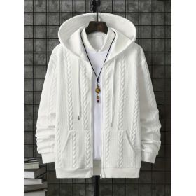 Men's Plus-sized Casual Hooded Sweater (Option: White-3XL)