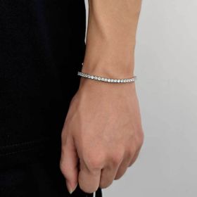 Tennis Chain Zircon Bracelet Fashion Brand Hip Hop (Option: Platinum Width 3mm-Bracelet 9 Inches)