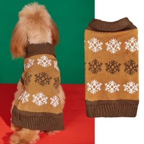 Snowflake Brown Gray Autumn And Winter New Dog Christmas Sweater (Option: Dark Brown-M)