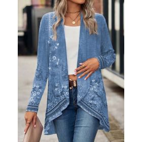 Shawl Small Suit Cardigan Outer Wear Ethnic Style (Option: Blue-XXL)