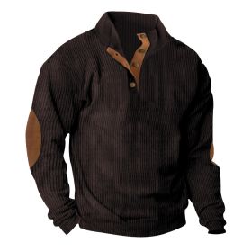 Corduroy Casual Stand Collar Long-sleeved Sweater (Option: Coffee-XXXXL)