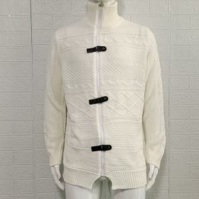 Autumn And Winter Turtleneck Men's Cardigan Coat (Option: White-L)